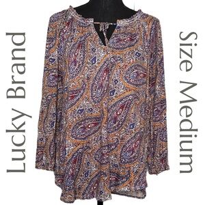 Lucky Brand Paisley Print Peasant Top - Size Medium